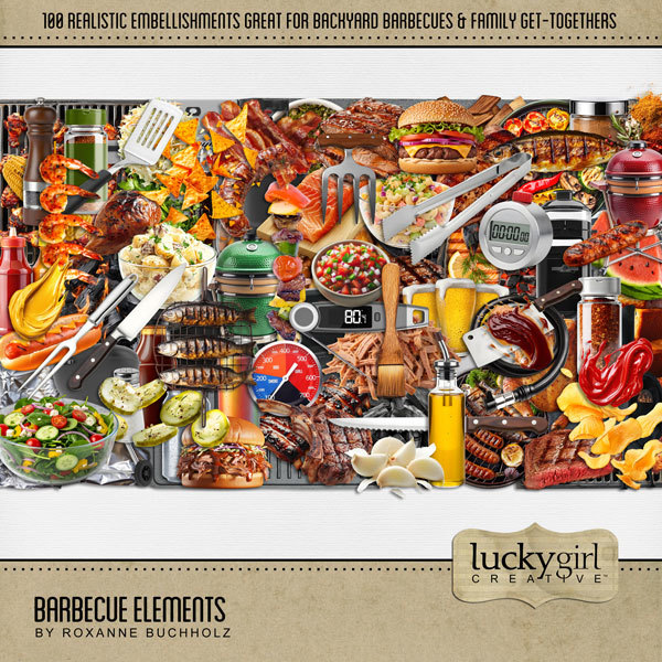 Barbecue Elements Digital Art - Digital Scrapbooking Kits
