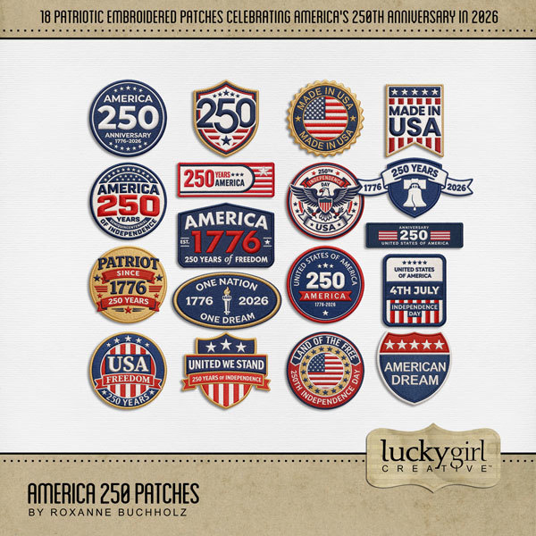 America 250 Patches Digital Art - Digital Scrapbooking Kits