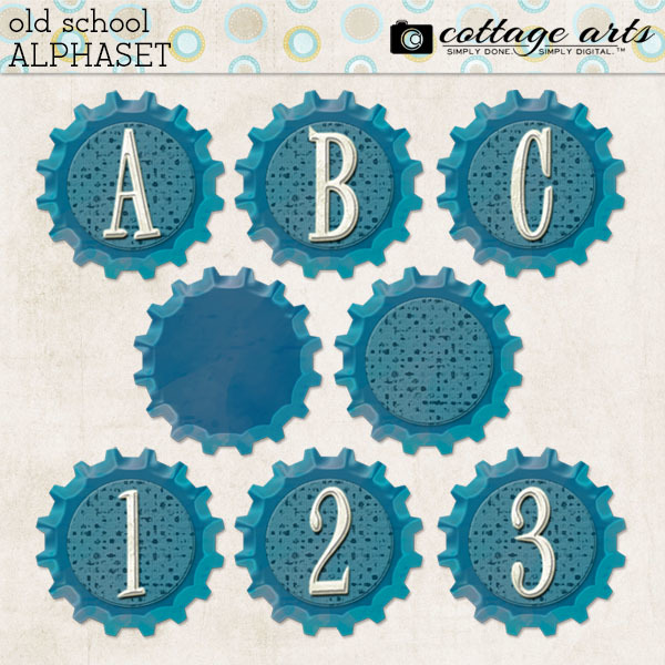 Old School Alphaset Digital Art - Digital Scrapbooking Kits