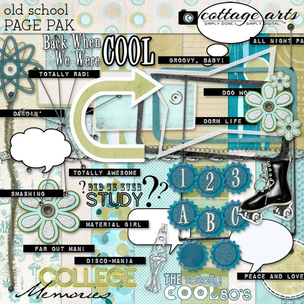 Old School Page Pak Digital Art - Digital Scrapbooking Kits