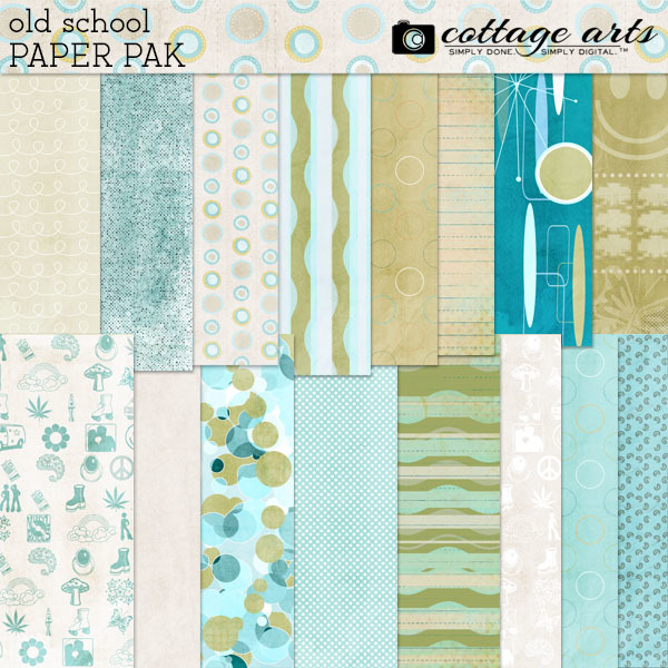 Old School Paper Pak Digital Art - Digital Scrapbooking Kits