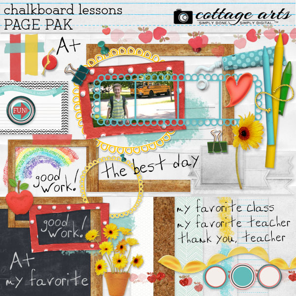 Chalkboard Lessons Page Pak Digital Art - Digital Scrapbooking Kits