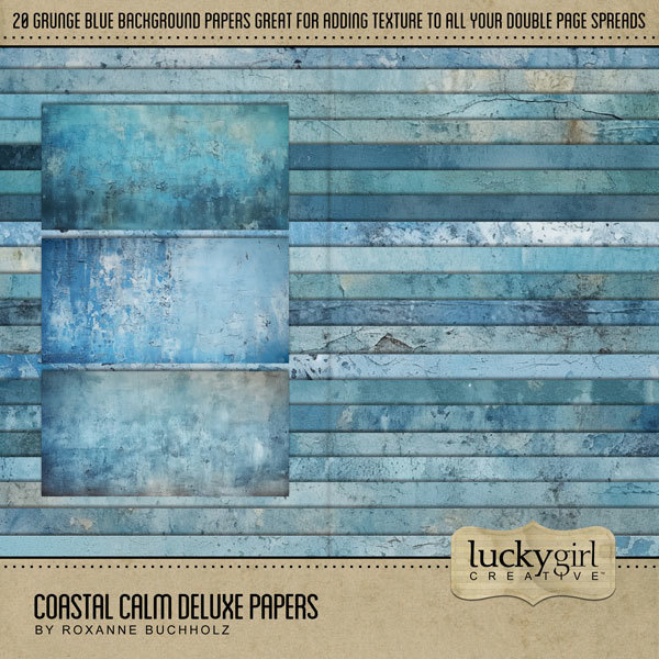 Coastal Calm Deluxe Papers Digital Art - Digital Scrapbooking Kits
