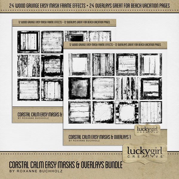 Coastal Calm Easy Masks & Overlays Bundle Digital Art - Digital Scrapbooking Kits