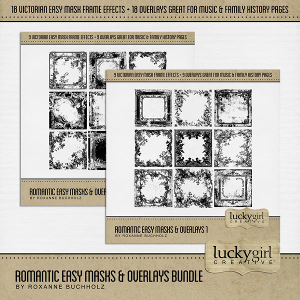 Romantic Easy Masks & Overlays Bundle Digital Art - Digital Scrapbooking Kits