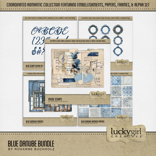 Blue Danube Bundle Digital Art - Digital Scrapbooking Kits