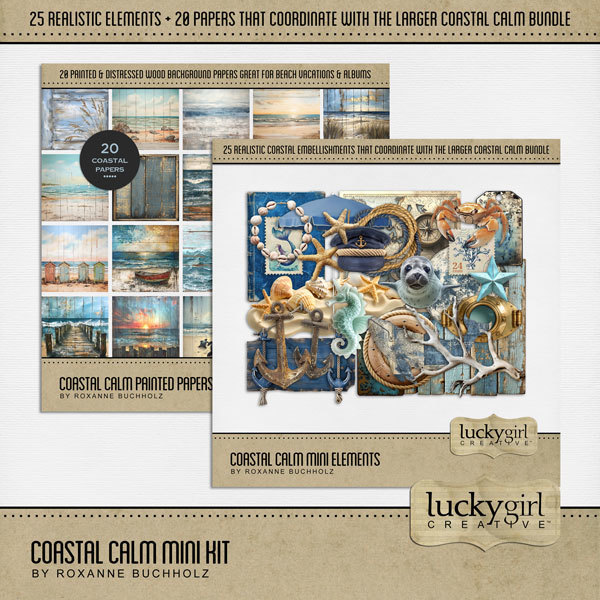 Coastal Calm Mini Kit Digital Art - Digital Scrapbooking Kits