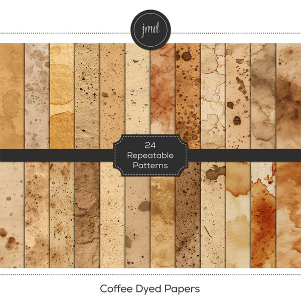 Coffee Dyed Papers Digital Art - Digital Scrapbooking Kits