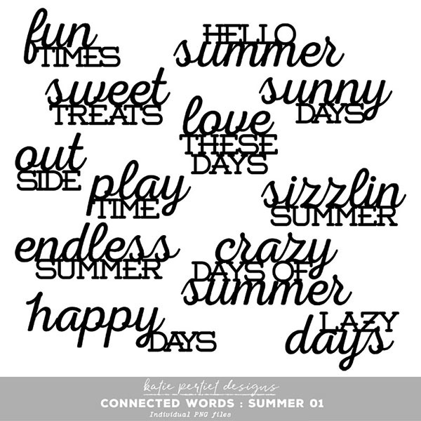 Connected Words Summer 01 Digital Art - Digital Scrapbooking Kits