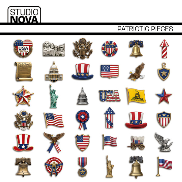Patriotic Pieces Digital Art - Digital Scrapbooking Kits