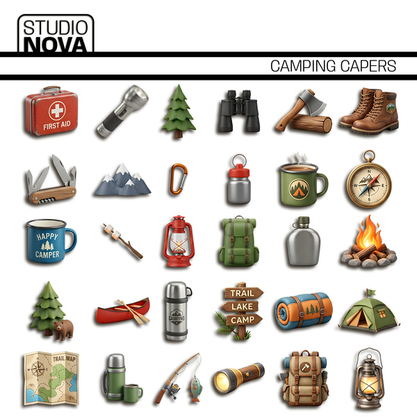 Camping Capers Digital Art - Digital Scrapbooking Kits