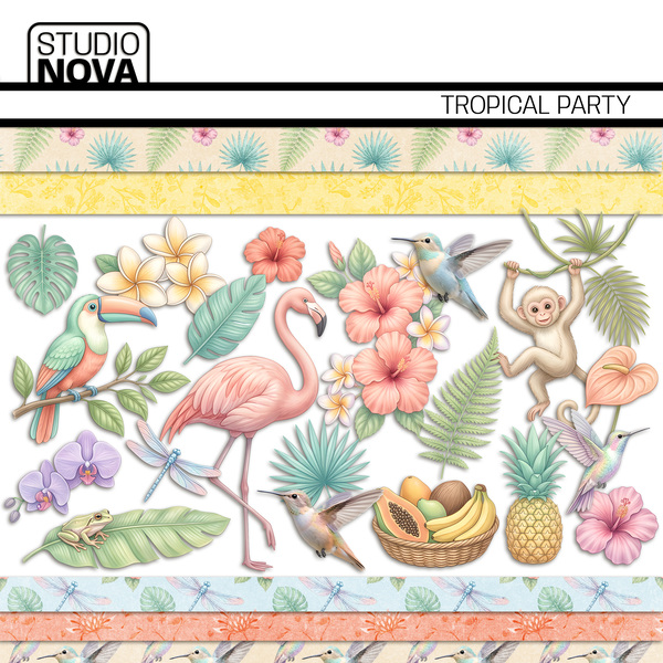 Tropical Party Digital Art - Digital Scrapbooking Kits