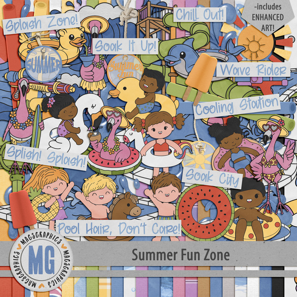 Summer Fun Zone Kit Digital Art - Digital Scrapbooking Kits