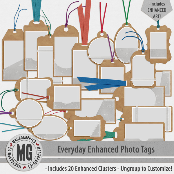 Everyday Enhanced Photo Tags Digital Art - Digital Scrapbooking Kits