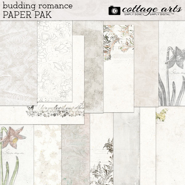 Budding Romance Paper Pak Digital Art - Digital Scrapbooking Kits