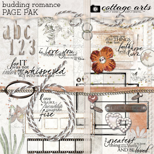 Budding Romance Page Pak Digital Art - Digital Scrapbooking Kits