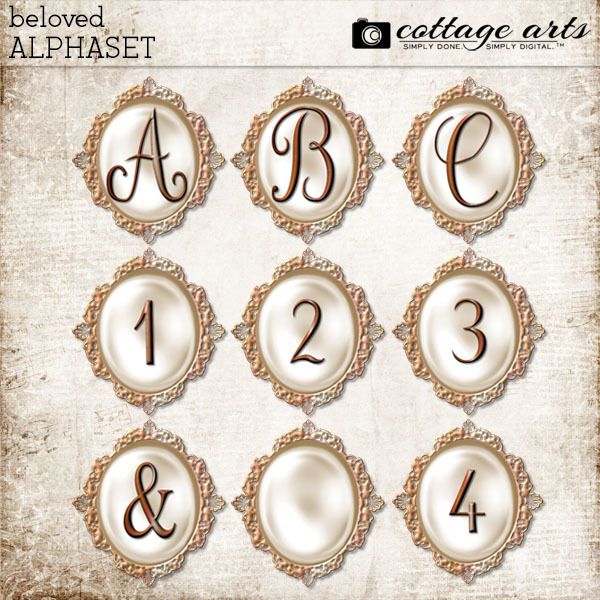 Beloved AlphaSet Digital Art - Digital Scrapbooking Kits