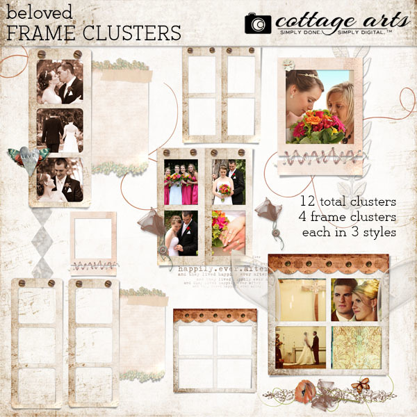 Beloved Frame Clusters Digital Art - Digital Scrapbooking Kits