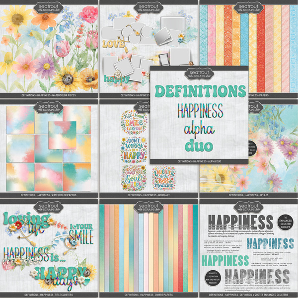 Definitions - Happiness Bundle Digital Art - Digital Scrapbooking Kits