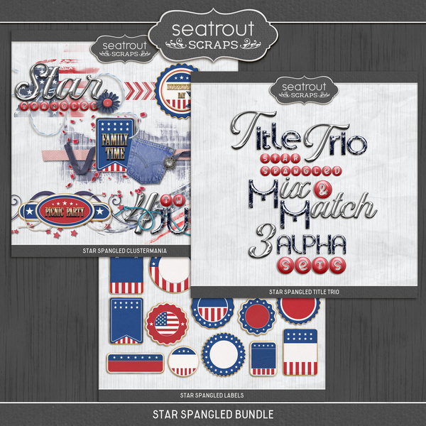 Star Spangled Bundle Digital Art - Digital Scrapbooking Kits