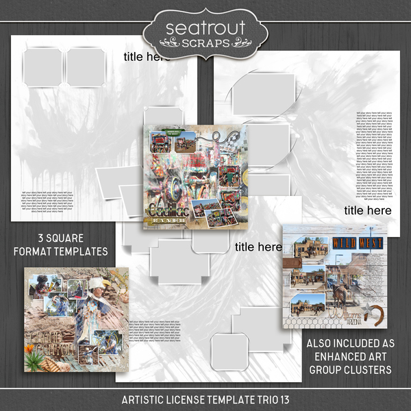 Artistic License Template Trio 13 Digital Art - Digital Scrapbooking Kits