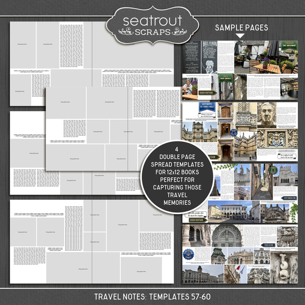 Travel Notes Templates 57-60 Digital Art - Digital Scrapbooking Kits