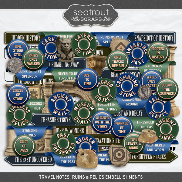 Travel Notes - Ruins & Relics Digital Art - Digital Scrapbooking Kits