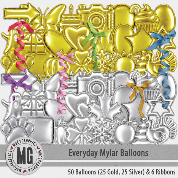 Everyday Mylar Balloons Digital Art - Digital Scrapbooking Kits