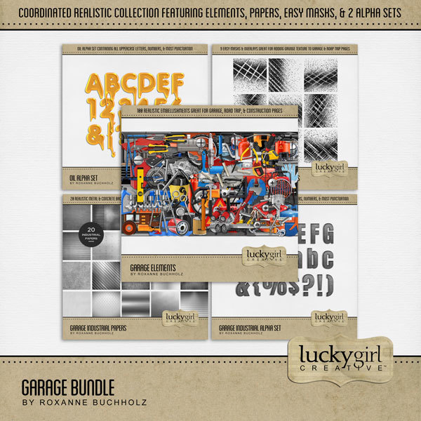 Garage Bundle Digital Art - Digital Scrapbooking Kits
