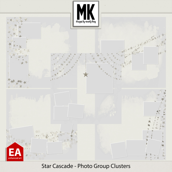 Star Cascade - Photo Group Clusters Digital Art - Digital Scrapbooking Kits