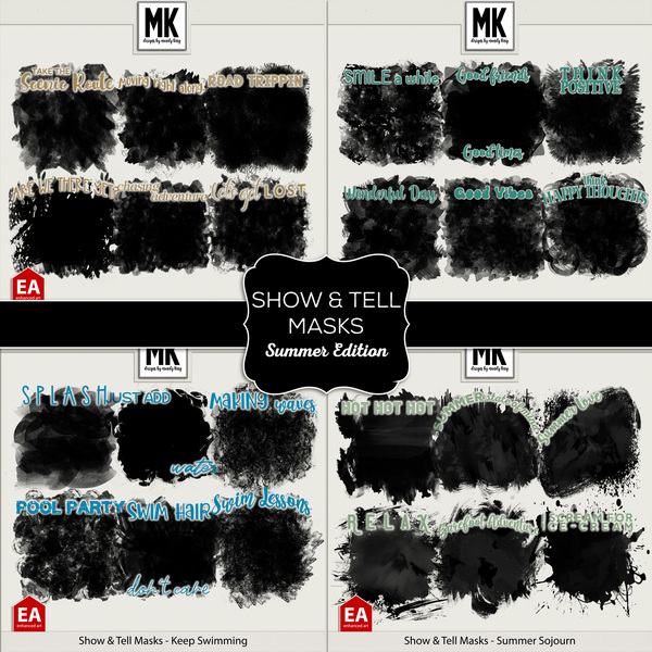Show & Tell Masks - Summer Edition Digital Art - Digital Scrapbooking Kits