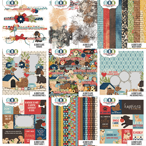 A Dogs Life Collection Digital Art - Digital Scrapbooking Kits