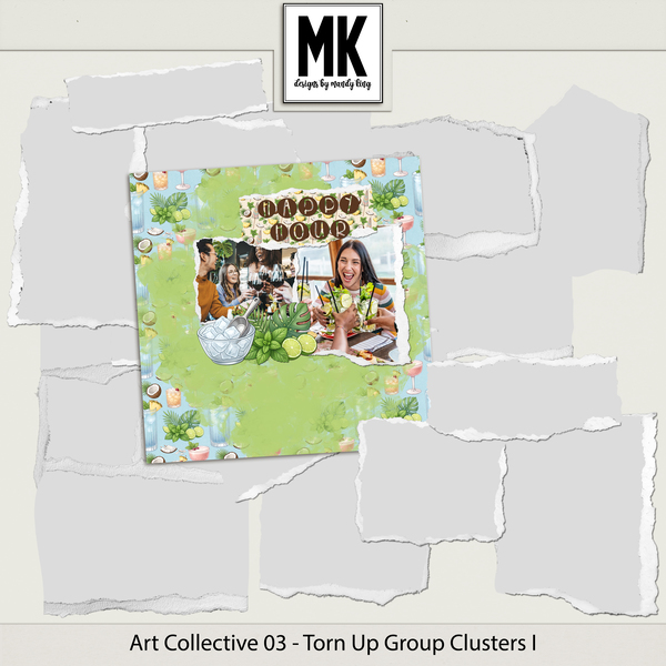 Art Collective 03 - Torn Up Group Clusters Digital Art - Digital Scrapbooking Kits