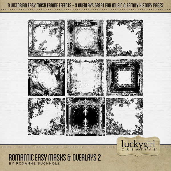 Romantic Easy Masks & Overlays 2 Digital Art - Digital Scrapbooking Kits