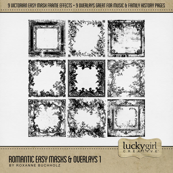 Romantic Easy Masks & Overlays 1 Digital Art - Digital Scrapbooking Kits
