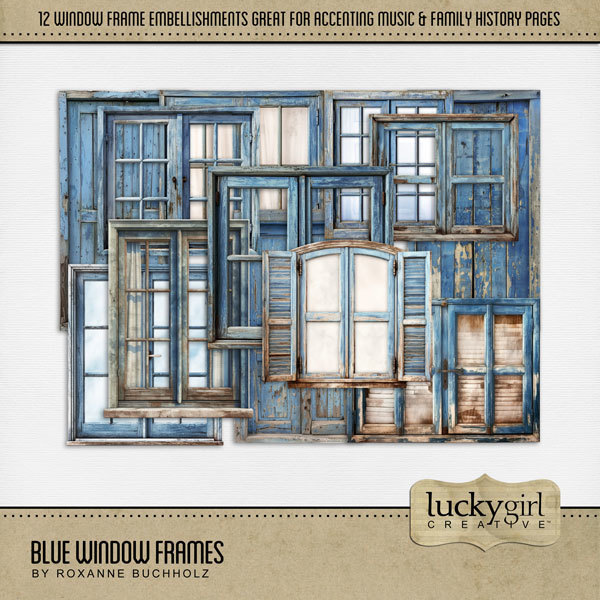 Blue Window Frames Digital Art - Digital Scrapbooking Kits