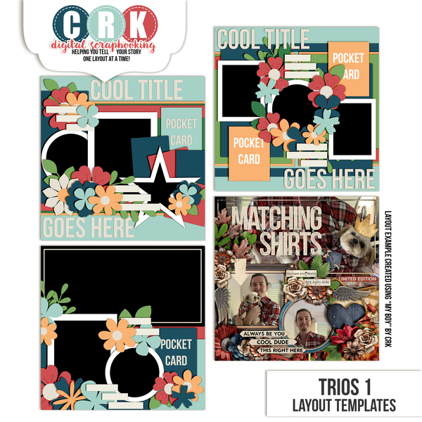 Trios Templates1 Digital Art - Digital Scrapbooking Kits