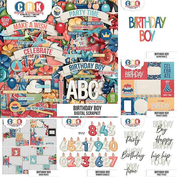 Birthday Boy Collection Digital Art - Digital Scrapbooking Kits