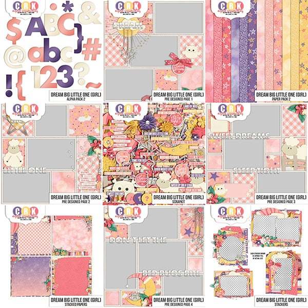 Dream Big Little One (Girl) Collection Digital Art - Digital Scrapbooking Kits