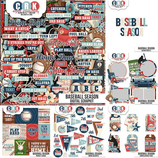 Baseball Season Digital Art - Digital Scrapbooking Kits