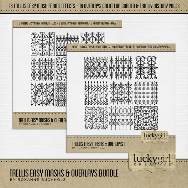 Trellis Easy Masks & Overlays Bundle Digital Art - Digital Scrapbooking Kits