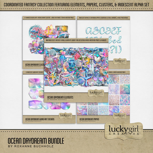 Ocean Daydream Bundle Digital Art - Digital Scrapbooking Kits