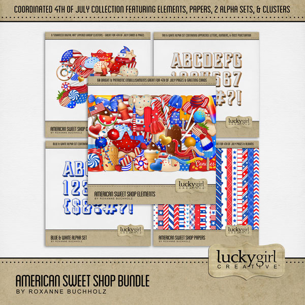 American Sweet Shop Bundle Digital Art - Digital Scrapbooking Kits