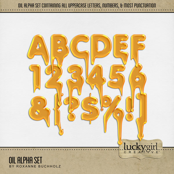Oil Alpha Set Digital Art - Digital Scrapbooking Kits