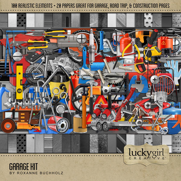 Garage Kit Digital Art - Digital Scrapbooking Kits