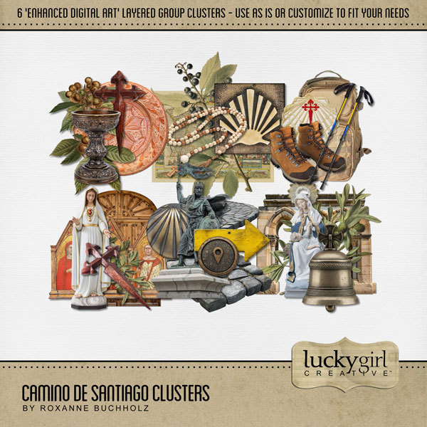 Camino de Santiago Clusters Digital Art - Digital Scrapbooking Kits