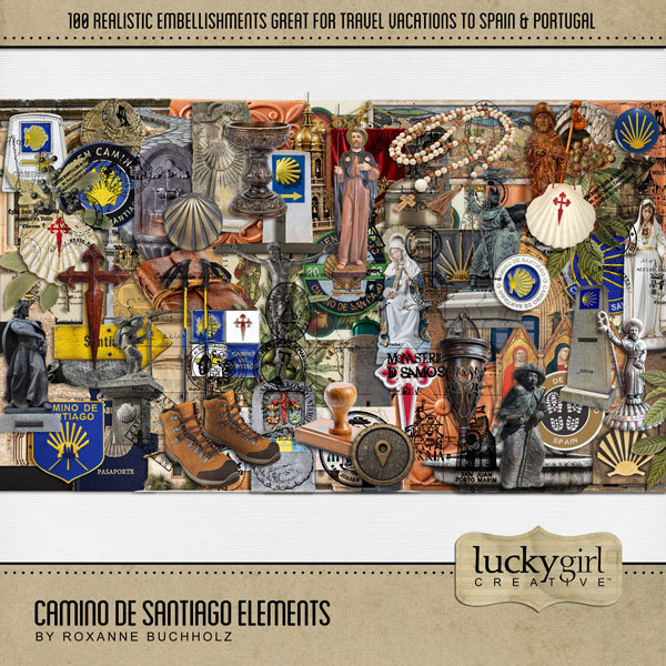 Camino de Santiago Elements Digital Art - Digital Scrapbooking Kits