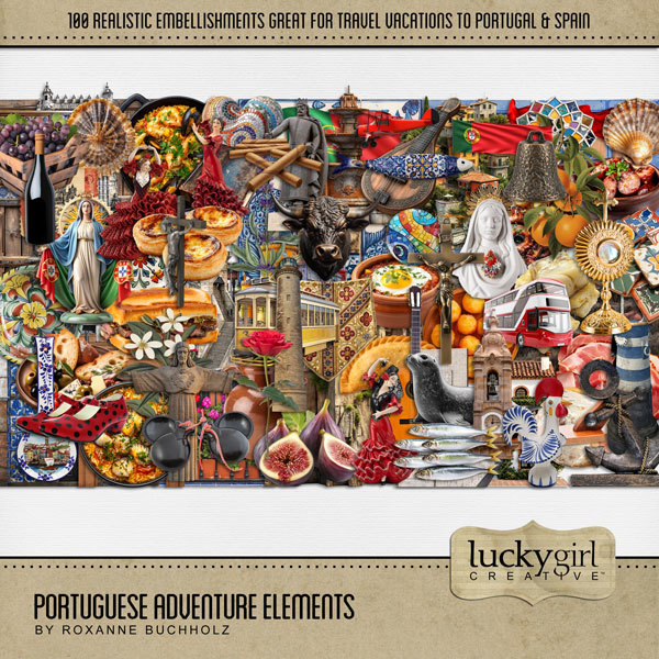Portuguese Adventure Elements Digital Art - Digital Scrapbooking Kits