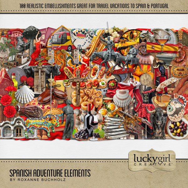 Spanish Adventure Elements Digital Art - Digital Scrapbooking Kits