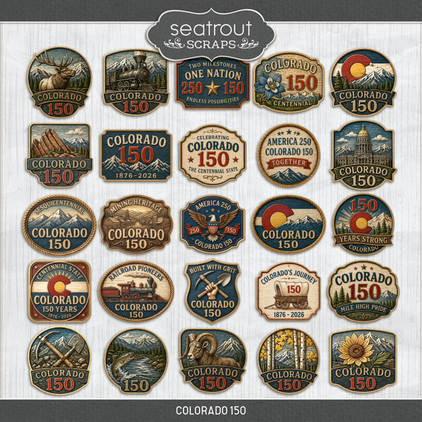 Colorado 150 Digital Art - Digital Scrapbooking Kits